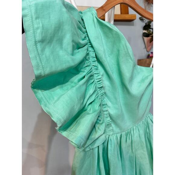 AJE Bonjour Asymmetrical Green One Shoulder Ruffle Mini Dress XS, AU6/US2 - Picture 5 of 8